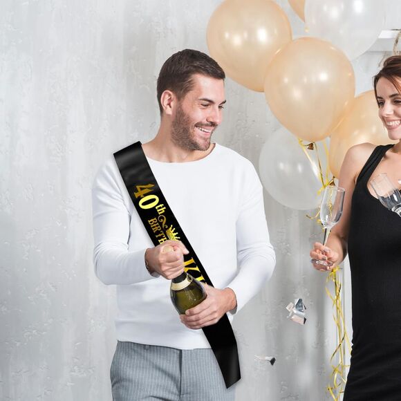 Black and Gold 40th Birthday King Sash - Picture 6 of 9